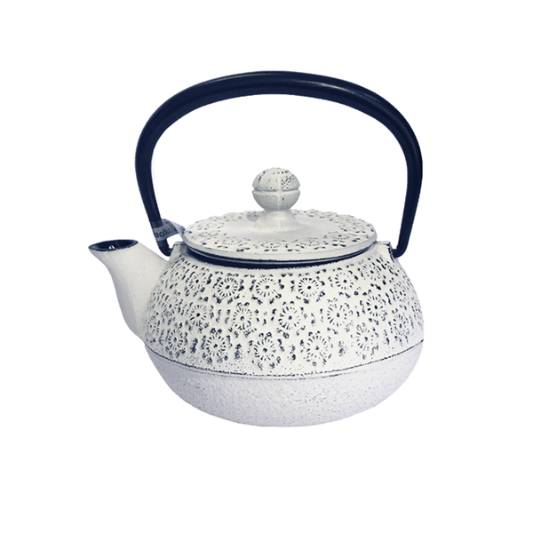Bule de ferro artesanal estilo japonês Geisha Branco 0,35L - Tea Shop - Tea Shop Brasil