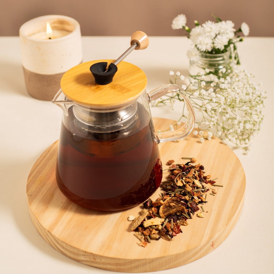 Bule Com Infusor e Tampa de Bambu - Tea Shop Brasil