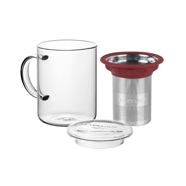 Caneca de Vidro Mug All In One Carmine - Tea Shop Brasil