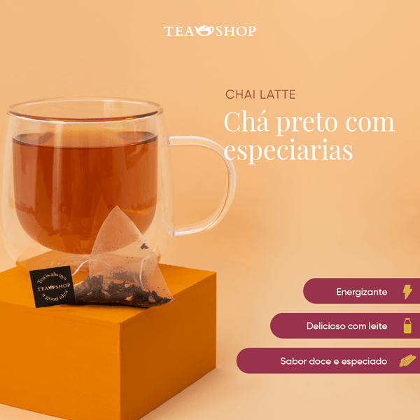 Chai Latte - Caixa Sachês Piramidais (10 Saches) - Tea Shop Brasil