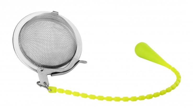 Filtro Bola inox Infusor com corrente de silicone verde - Tea Shop - Tea Shop Brasil