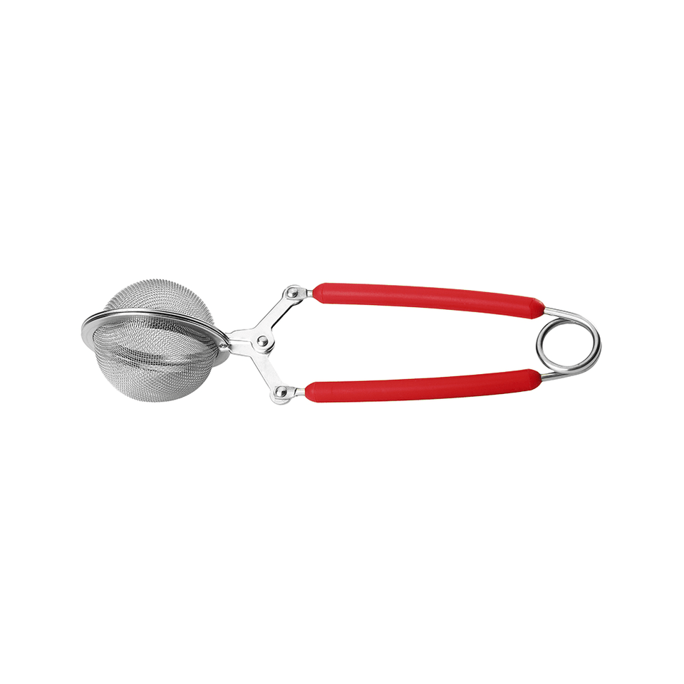 Filtro Bola inox Infusor Pinça em silicone vermelho - Tea Shop - Tea Shop Brasil