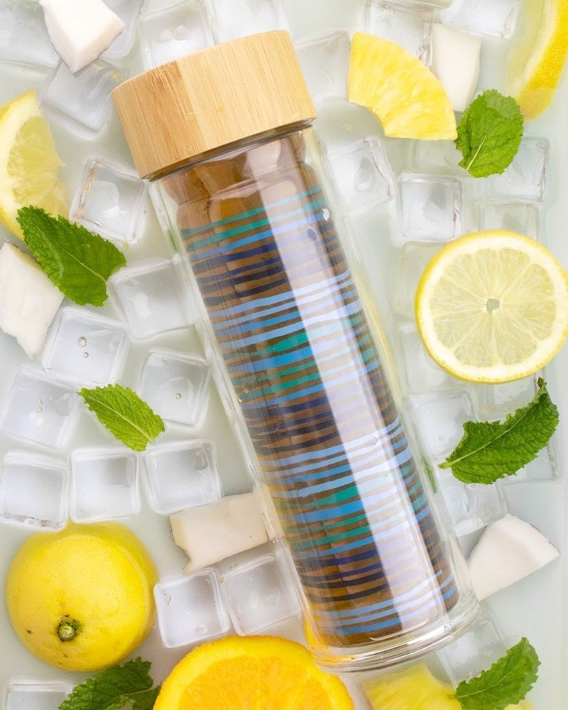 Garrafa em vidro duplo Travel Tea Ocean Waves - Tea Shop - Tea Shop Brasil