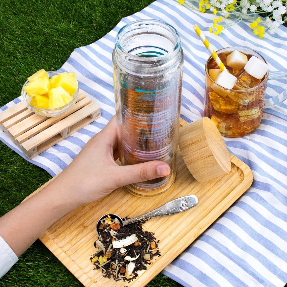 Garrafa em vidro duplo Travel Tea Ocean Waves - Tea Shop - Tea Shop Brasil