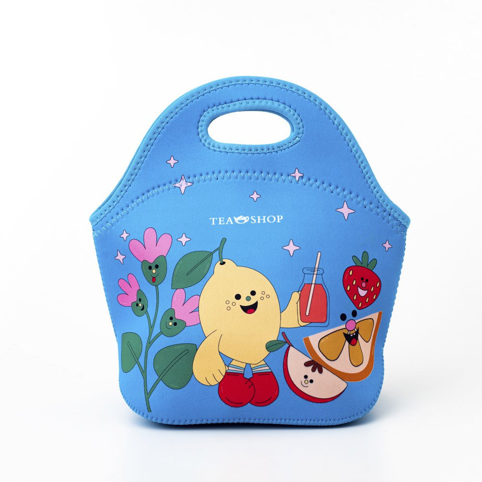 Kit Bolsa de Neoprene para Lanche Infantil + GARRAFA TÉRMICA TRAVEL KIDS INFANTIL AZUL