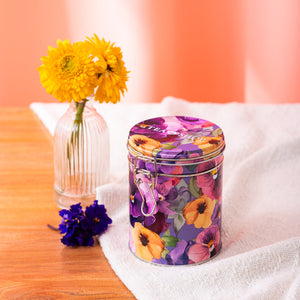 Lata Circular Viola Flower - Tea Shop Brasil