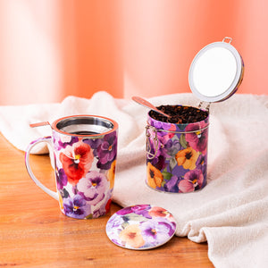 Lata Circular Viola Flower - Tea Shop Brasil