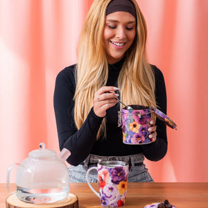 Lata Circular Viola Flower - Tea Shop Brasil