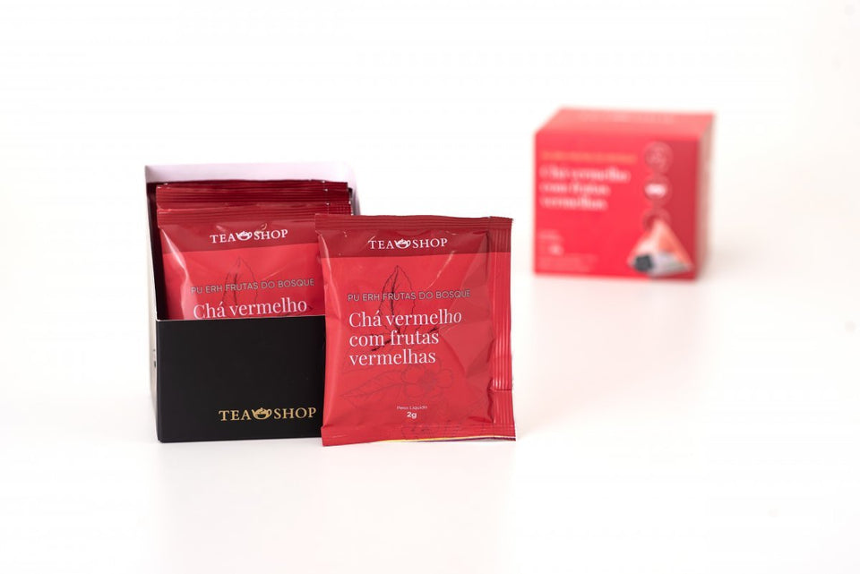 Pu Erh Frutas Do Bosque - Caixa Sachês Piramidais (10 Saches) - Tea Shop Brasil