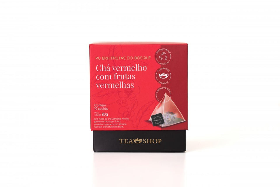 Pu Erh Frutas Do Bosque - Caixa Sachês Piramidais (10 Saches) - Tea Shop Brasil