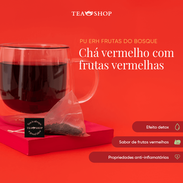 Pu Erh Frutas Do Bosque - Caixa Sachês Piramidais (10 Saches) - Tea Shop Brasil