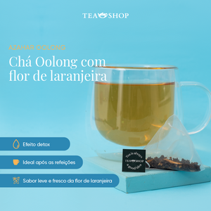 Set Caneca Mug Vidro Duplo mais Caixa com 10 sachês Chá Azul Azahar Oolong