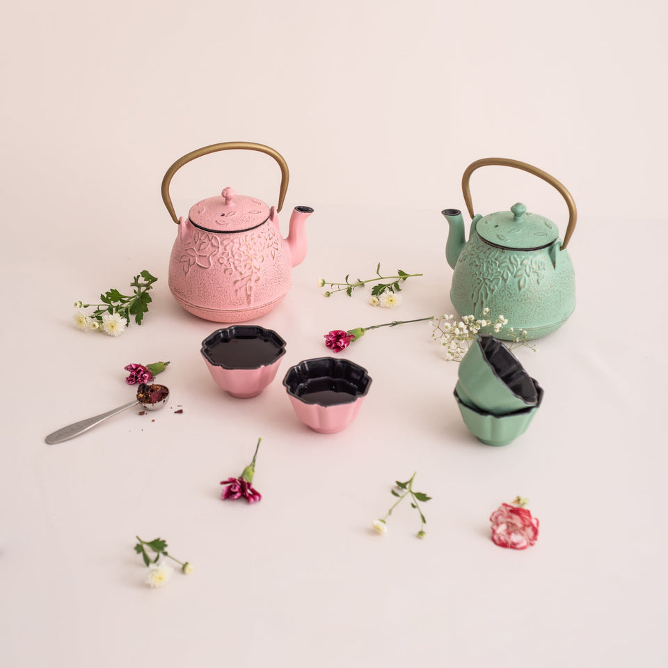 Set Iron Teapot Green - Tea Shop Brasil