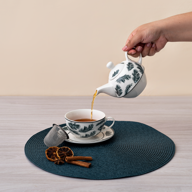 Jogo individual de Porcelana Tea For One Leaves - Tea Shop